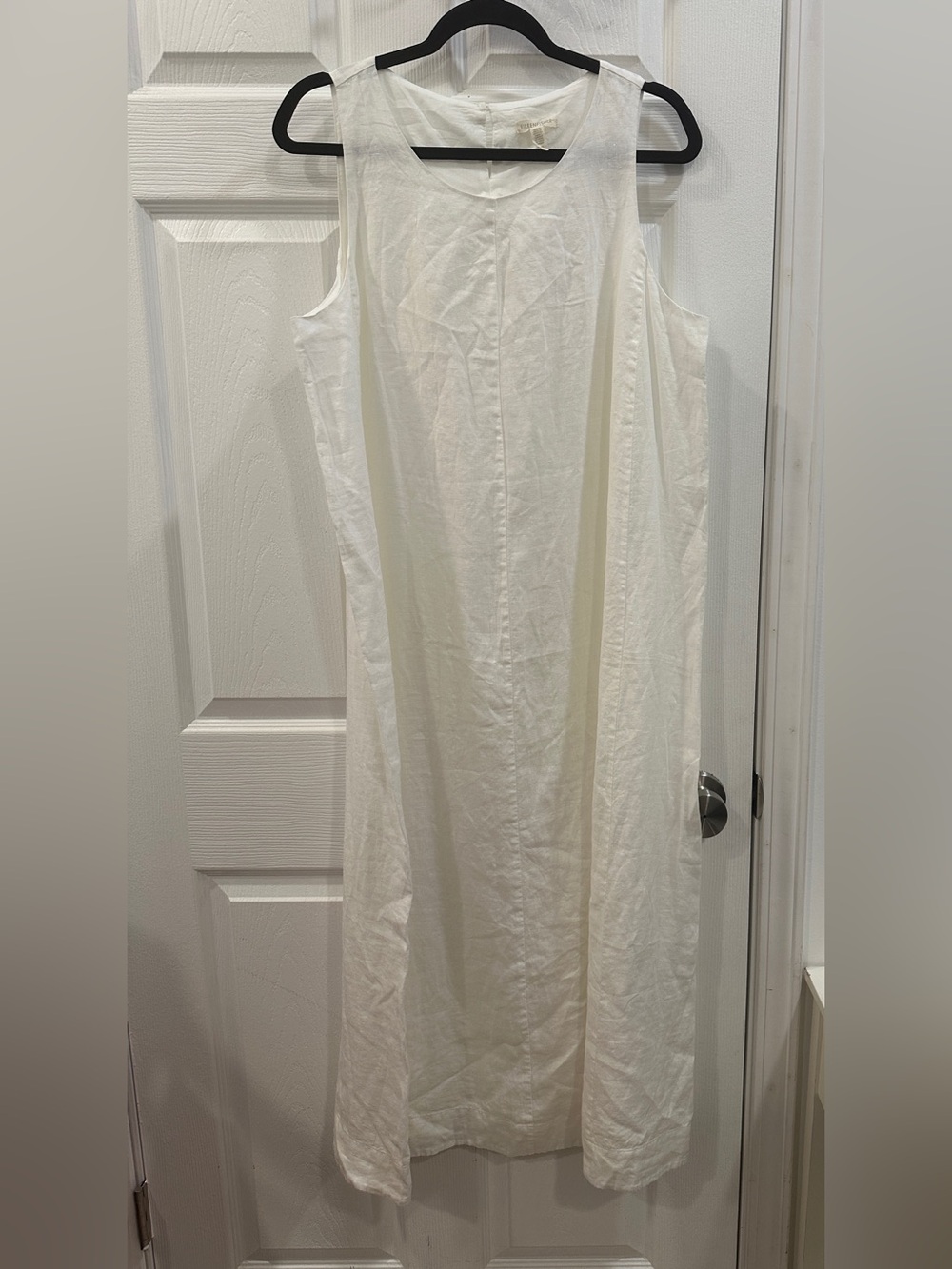 Eileen Fisher Organic Linen lined Sleeveless Dress minimalist maxi oversized L